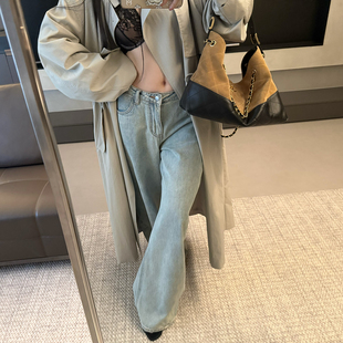 CHANGE MISS 精棉洗白做旧显瘦垂感拖地阔腿牛仔裤 松弛有度