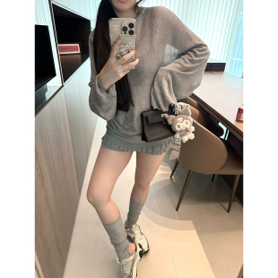 CHANGE MISS 丝光羊毛双层针织花边低腰显瘦包臀裙裤 欲欲裙摆