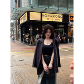 CHANGE 本命西装 超好版 MISS 型抽褶设计感黑色条纹西装 外套女