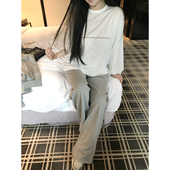 慵懒碎片 MISS CHANGE 天丝棉垂感慵懒宽松大袖 口印花圆领T恤