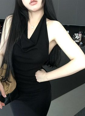 【热辣小猎手】MISS CHANGE/100%莱塞尔纯色弹力挂脖露背无袖背心