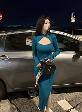 MISS CHANGE【东方朱丽叶】新中式改良挖洞娇嗲连衣裙开叉包臀裙