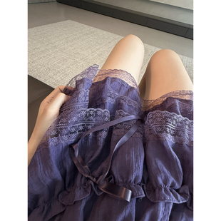 CHANGE MISS 定染蔷薇紫纯欲风蝴蝶结蕾丝蓬蓬半身裙 梦境芭蕾