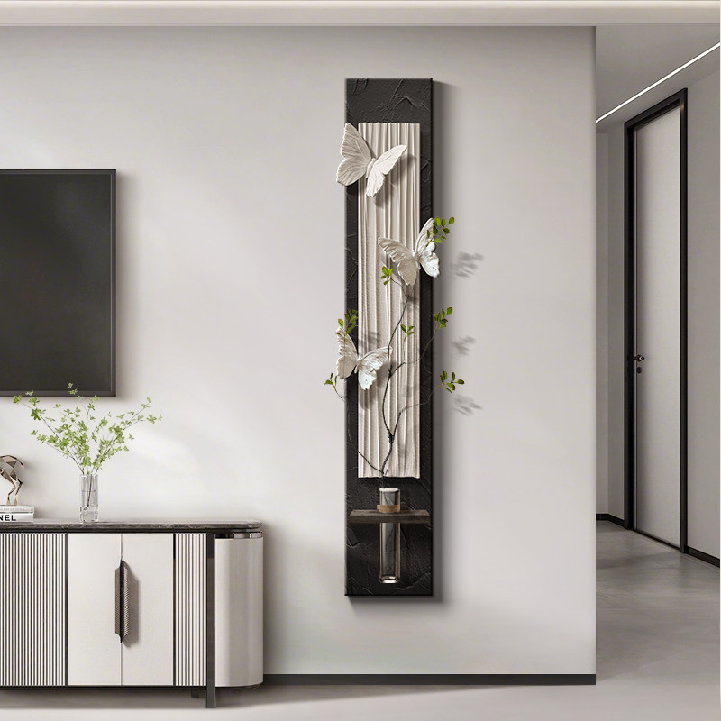 现代简约电视背景墙装饰画 画黑白抽象蝴蝶挂画 画极简高级感玄关