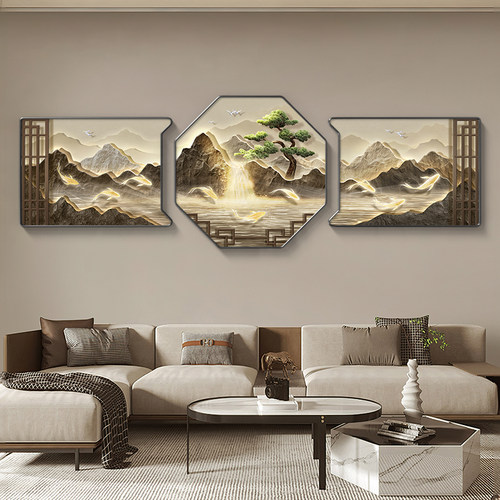现代轻奢客厅装饰画 画大气山水画 画沙发背景墙挂画 画新中式流