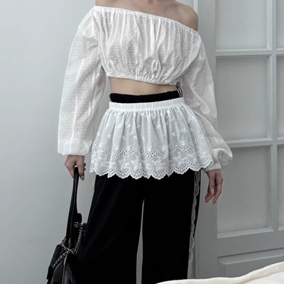 AKHG短裙A字韩版刺绣半身裙裙帘