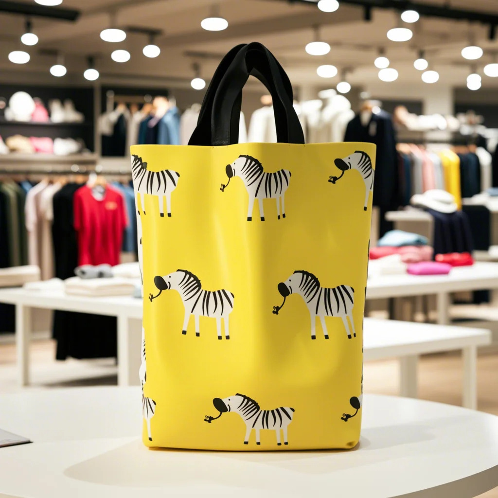 丝绸手感好黄色斑马磨砂手提袋购物袋吊带袋服装店袋子礼品袋胶袋