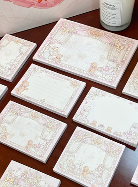 Pink berry原创设计玫瑰兔熊女孩系列可撕双面B6M5便签本留言本