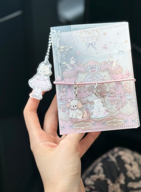 Pink berry原创设计古董女孩M5斜纹活页壳pp材质 二折手帐小卡本