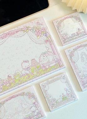 Pink berry原创设计春日猫猫花园可撕双面120gB5A5B6便签本留言本