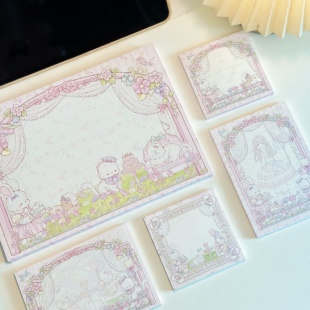 Pink berry原创设计春日猫猫花园可撕双面120gB5A5B6便签本留言本