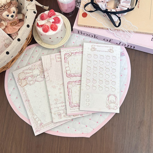 Pink berry原创设计糖葫芦兔熊女孩系列A6 per可撕双面便签本手帐
