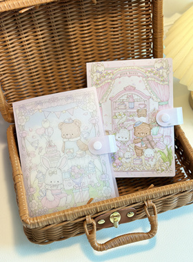 Pink berry原创兔熊定页ppA6贴纸便签收纳册 明信片手帐6寸收纳册