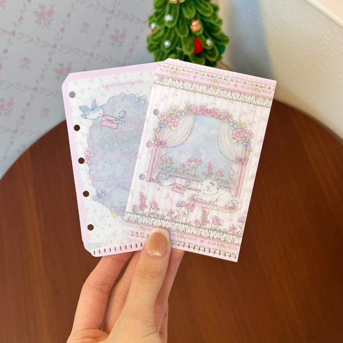 Pink berry原创春日兔熊M5文件夹收纳袋 活页分隔页收纳手