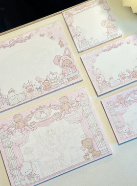 Pink berry原创冬日兔熊&天使庭院可撕双面120gb6便签留言学习本