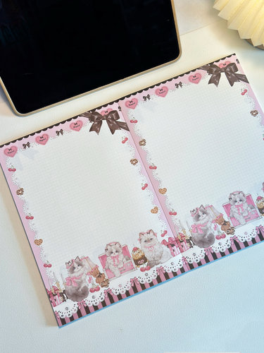 Pink berry原创设计蓝黑狗狗&黑粉猫猫可撕双面120g天岳B5拍纸本