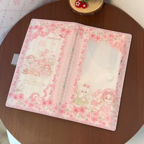 Pink berry原创樱花野餐飞机票票据定页斜纹收纳册可收纳手帐素材