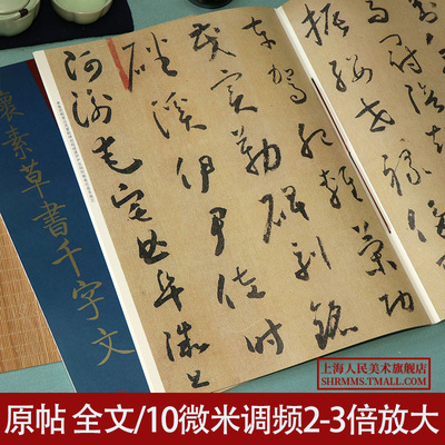 怀素草书千字文 大8开经典碑帖放大本 高清原贴全文彩色放大版墨迹本繁体旁注 怀素草书毛笔书法字帖临摹孙宝文老年大学书法教材书