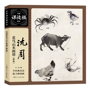 沈周花鸟山水画谱新版 明四家沈周水墨花鸟花卉动物山水课徒稿临摹技法画法 沈周画论 名家课徒稿临本