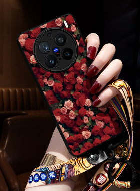 适用vivox200手机壳新款x100pro保护套x300中国风x80高级感X70男女X60挂绳x50网红mini玫瑰花ultra指环x90潮+