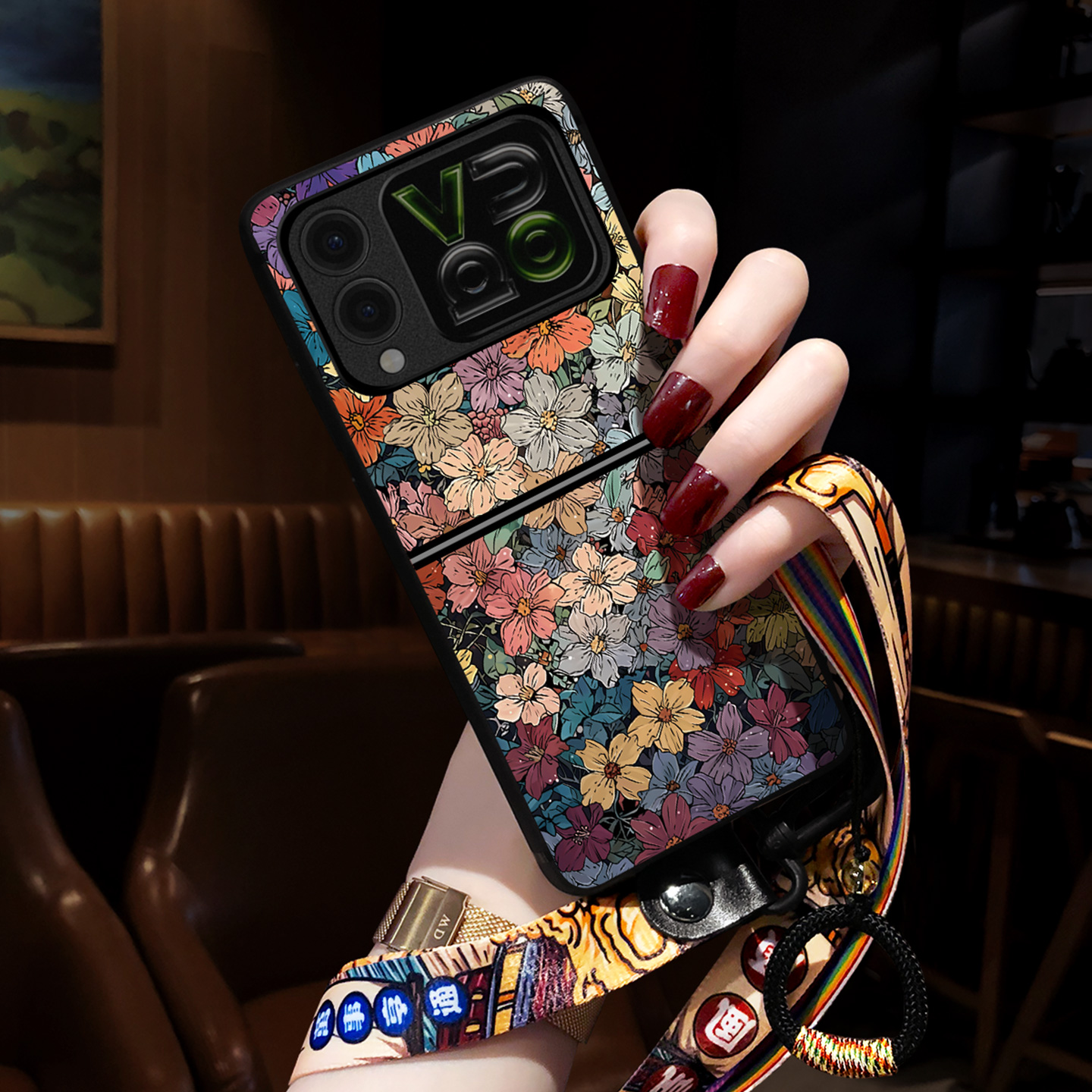 适用华为novaflip手机壳五彩花