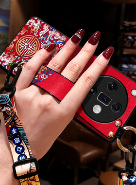 适用oppofindx7手机壳新款斜挎肩背挂绳findx9本命年findx8pro保护套x5网红色s腕带+支架x6中国风2女3潮Ultra