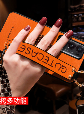 适用华为荣耀Magic V2手机壳女斜挎肩背挂脖绳Vs3手机壳卡通橙色V3保护套折叠屏新款Magic Vs2网红时尚潮腕带