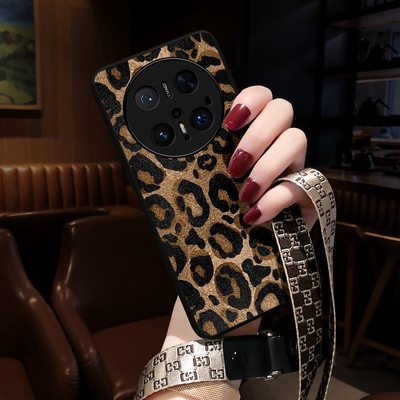 适用华为mate70pro手机壳豹纹女