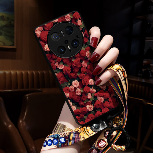 适用华为mate70pro手机壳玫瑰花