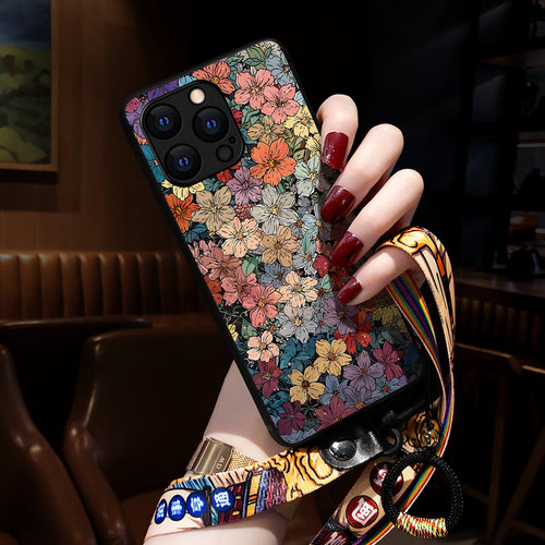 适用iPhone16promax手机壳五彩花