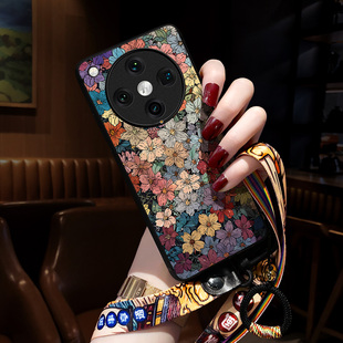 适用oppofindx8手机壳新款FINDX9PRO保护套findx7手机壳x5中国风3高级感s+女挂绳指环2网红findx6五彩花Ultra