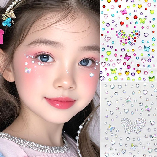 儿童化妆贴脸饰品舞蹈化妆用品小女孩亮片额头钻石贴舞台妆亮片贴