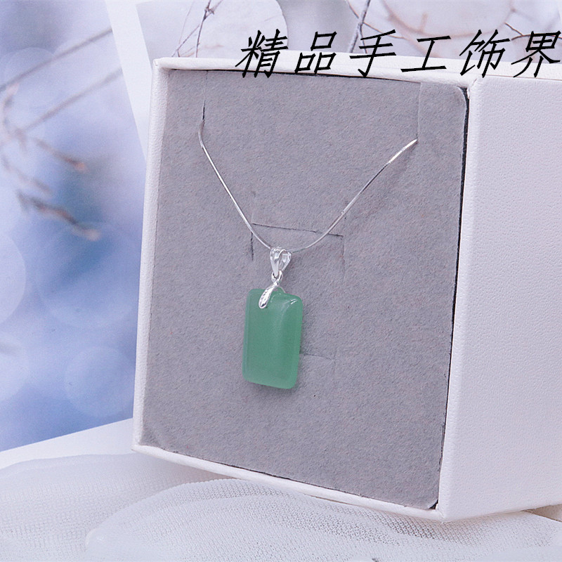 纯银玉石项链蛇骨链天然东陵玉