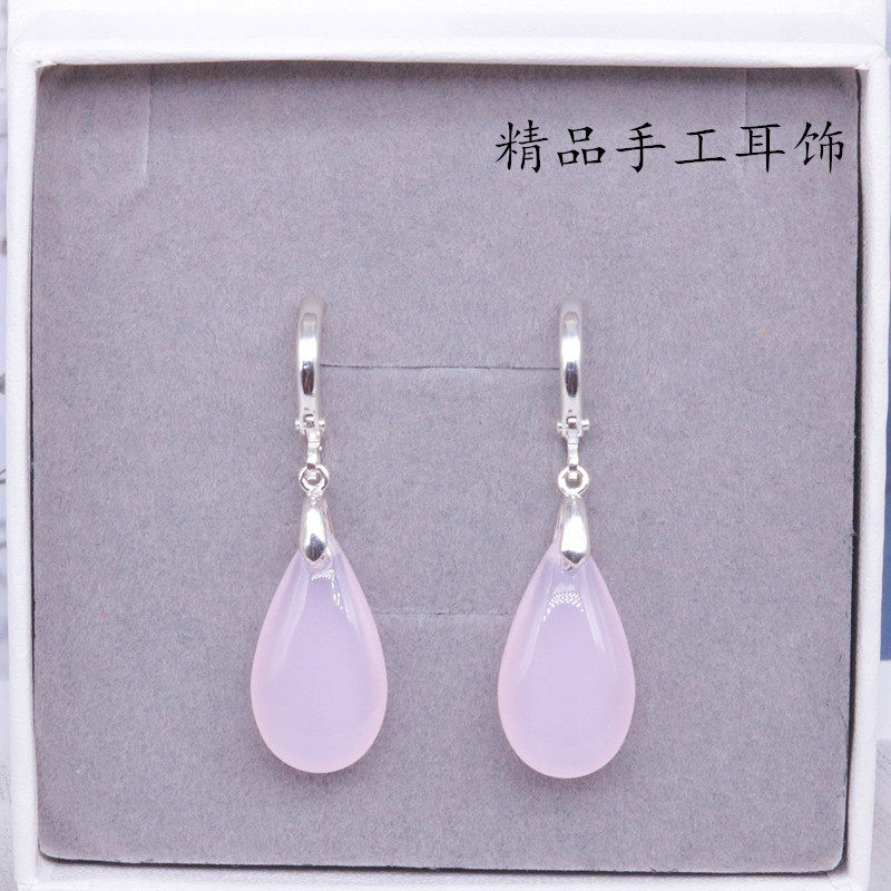 14k包金耳扣天然粉晶耳坠水滴气质耳环短款复古耳饰防敏原创设计