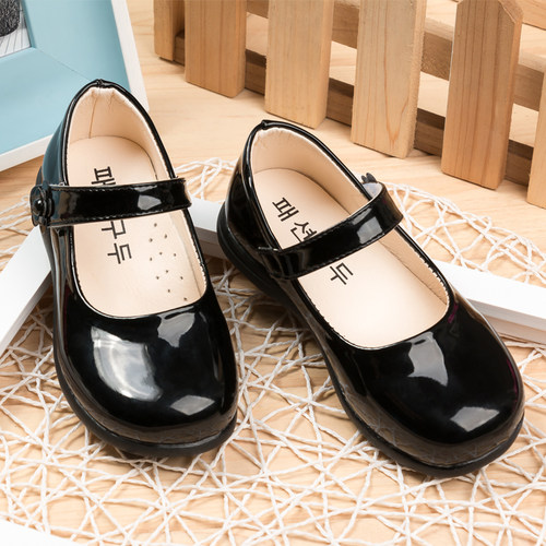 休闲风儿童学生黑色公主鞋