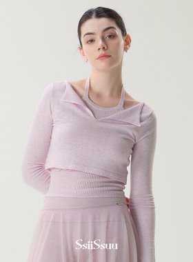 Ssiissuu芭蕾舞针织翻领长袖运动体操训练秋冬保暖透气上衣5019