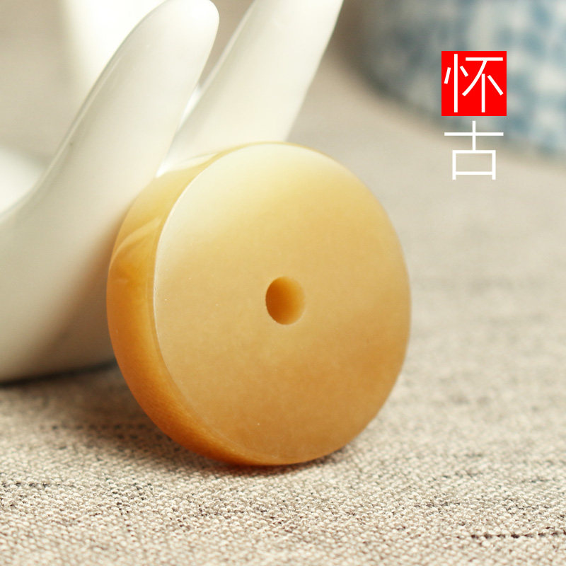 听玉缘和田玉平安扣吊坠 岫岩黄白老玉糖料平安扣挂件 怀古带证书