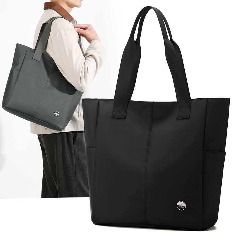 2025新款简约大容量托特包通勤防水手提包黑色牛津布公文包男包