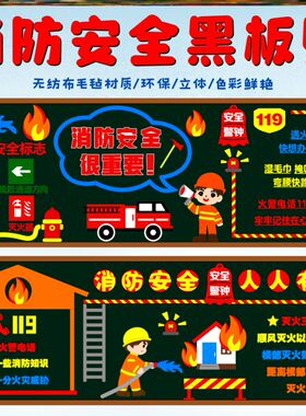 森林火灾119消防安全毛毡消防日灭火器材料防火消防安全标识贴纸