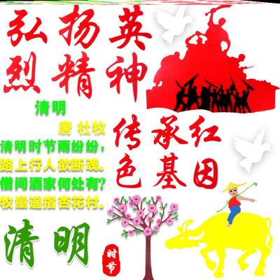 缅怀革命先烈黑板报布置教室装饰墙面环创弘扬革命精神中小学校