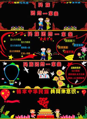 民族团结主题黑板报民族文化教室立体墙贴画中华民族一家亲56个