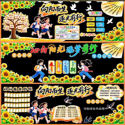 环创主题氛围向阳花墙贴教室环创班级心理健康向日葵主题黑板报