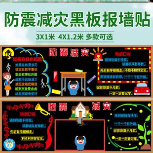 防震减灾黑板报中小学布置墙贴教室立体班级无纺布中小学校墙贴画