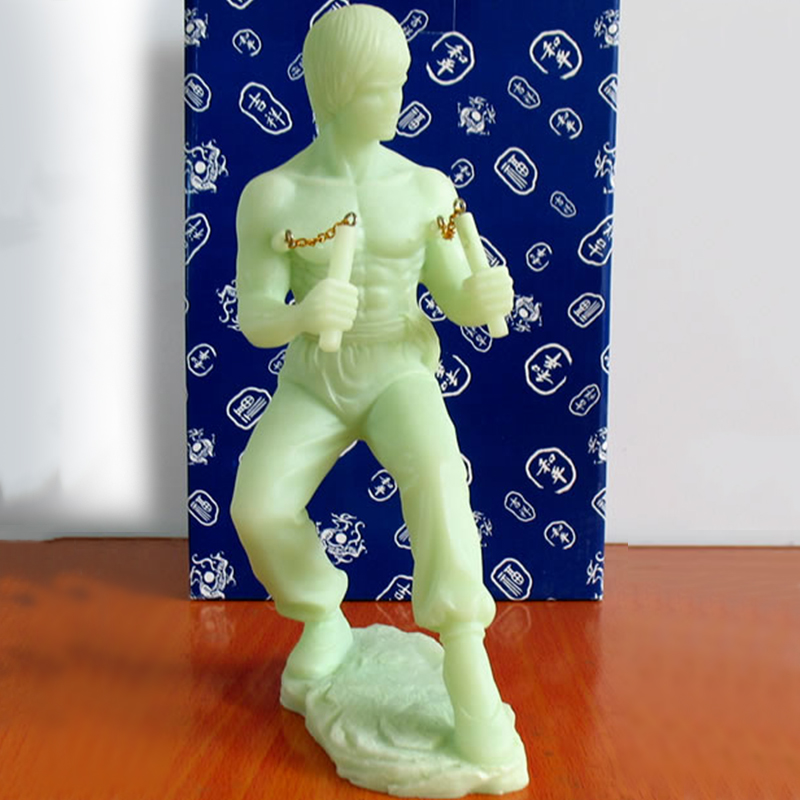 速发李小模道件 双截棍雕像龙型双节棍人偶截拳摆玩具铜像