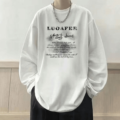 100纯棉重磅长袖t恤男白色圆领内搭打底衫秋冬季宽松休闲卫衣男潮