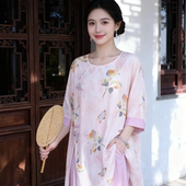 可外穿 套装 米诗缇棉绸世家2025新款 国风绵绸睡衣女国风人造棉短袖
