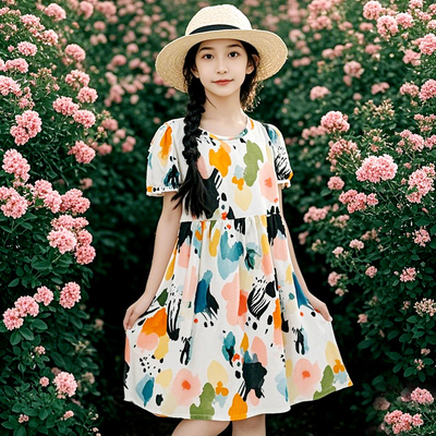 儿童连衣裙夏季2025新款棉绸女童