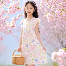 女童连衣裙夏装宝宝公主裙可爱儿童棉绸裙子女孩子洋气背心裙小童
