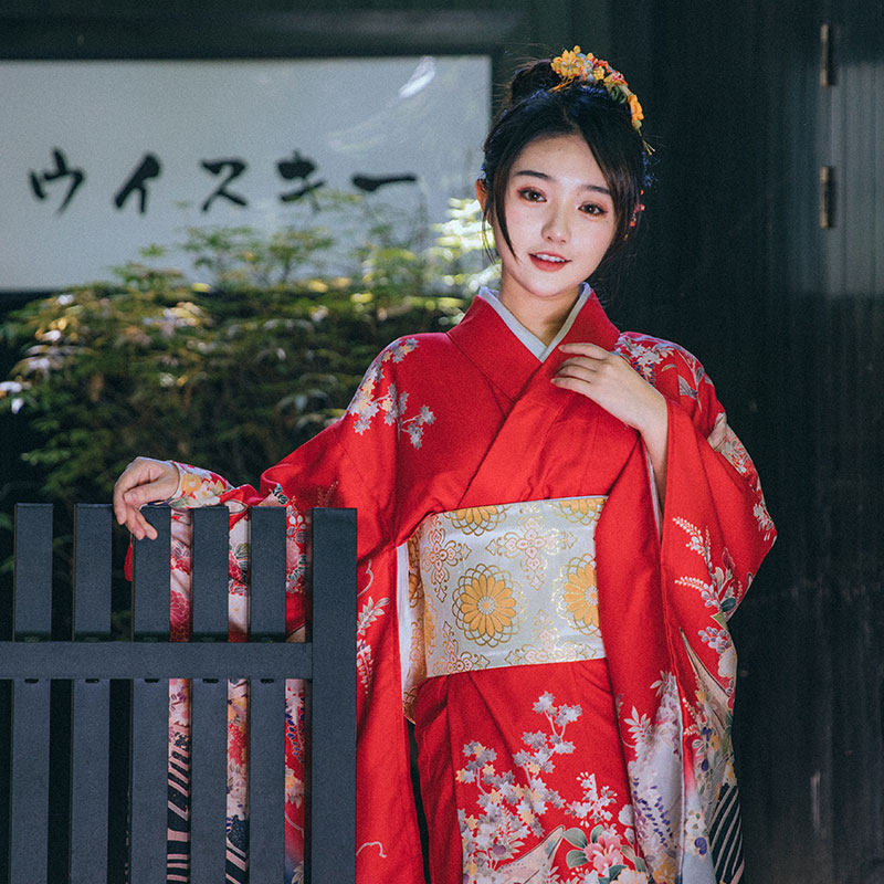 日式和风浴衣文艺复古小清新少女连衣裙旅拍改良和服春夏
