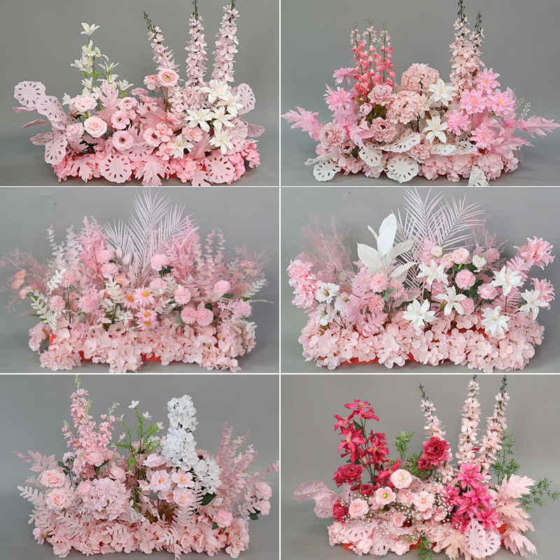 粉色地排花仿真花婚庆花排成品路引花挂花婚礼现场布置t台装饰花,节庆用品/礼品,婚庆绢花,淘宝优惠券,粉丝福利购,淘宝优惠卷